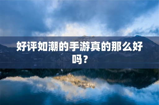 好评如潮的手游真的那么好吗？